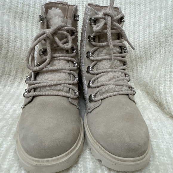 SOREL Lennox Lace cozy rain boots waterproof suede w/shearling tongue.Sz-7. D - Picture 11 of 16